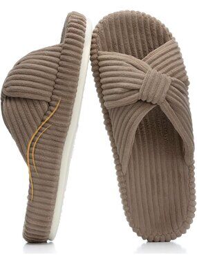 Women's Brown Orthopaedic Arch Support Slippers Memory Foam House Casual